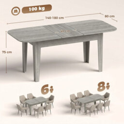 Homcom Extendable Oval Dining Table For 4-6 Round Edges Grey Wood Effect - thumbnail 3