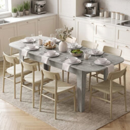 Homcom Extendable Oval Dining Table For 4-6 Round Edges Grey Wood Effect - thumbnail 2