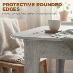 Homcom Extendable Oval Dining Table For 4-6 Round Edges Grey Wood Effect - thumbnail 6
