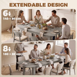 Homcom Extendable Oval Dining Table For 4-6 Round Edges Grey Wood Effect - thumbnail 4