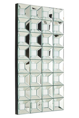 Orsina Multi Glass Bevelled Wall Mirror, Contemporary Geometric Mirror With 24 Mirrored Glass Squares, Black Frame - image 1