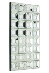 Orsina Multi Glass Bevelled Wall Mirror, Contemporary Geometric Mirror With 24 Mirrored Glass Squares, Black Frame