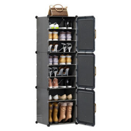 Living And Home Dark Grey Home Entryway Large Capacity Multi-Layer Shoe Cabinet 44X32X141Cm - thumbnail 4