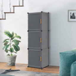 Living And Home Dark Grey Home Entryway Large Capacity Multi-Layer Shoe Cabinet 44X32X141Cm - thumbnail 3