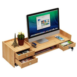 Wooden Desk Organizer With Drawers Office Supplies Computer Desktop Tabletop - thumbnail 4