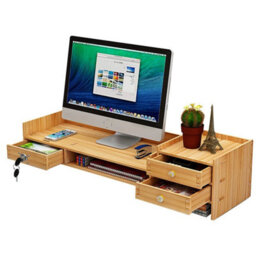 Wooden Desk Organizer With Drawers Office Supplies Computer Desktop Tabletop - thumbnail 5