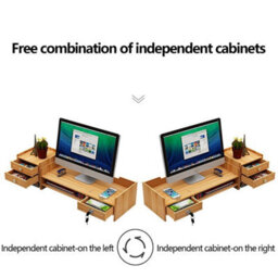 Wooden Desk Organizer With Drawers Office Supplies Computer Desktop Tabletop - thumbnail 3