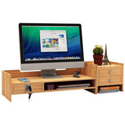 Wooden Desk Organizer With Drawers Office Supplies Computer Desktop Tabletop - thumbnail 6