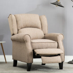 More4Homes Eaton Wing Back Fireside Herringbone Fabric Recliner Armchair Sofa Chair Reclining Cinema (Herringbone Beige) - thumbnail 6