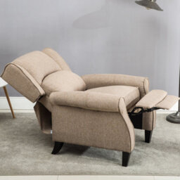 More4Homes Eaton Wing Back Fireside Herringbone Fabric Recliner Armchair Sofa Chair Reclining Cinema (Herringbone Beige) - thumbnail 7