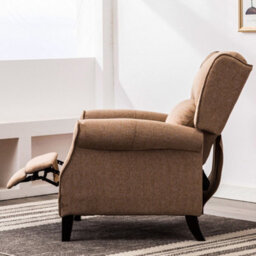 More4Homes Eaton Wing Back Fireside Herringbone Fabric Recliner Armchair Sofa Chair Reclining Cinema (Herringbone Beige) - thumbnail 8