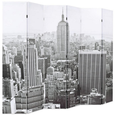 Berkfield Modern Folding Room Divider 228X170 Cm New York By Day Black And White - image 1