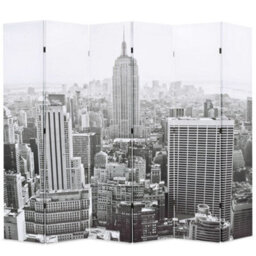 Berkfield Modern Folding Room Divider 228X170 Cm New York By Day Black And White - thumbnail 2
