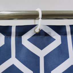 Neel Blue Shower Curtain With Hooks, Water-Resistant Polyester Fabric, 180Cm X 200Cm - thumbnail 6