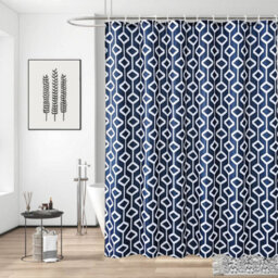 Neel Blue Shower Curtain With Hooks, Water-Resistant Polyester Fabric, 180Cm X 200Cm - thumbnail 1