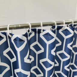 Neel Blue Shower Curtain With Hooks, Water-Resistant Polyester Fabric, 180Cm X 200Cm - thumbnail 8