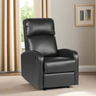 Evre Recliner Faux Leather Arm Chair With Adjustable Leg Rest And Reclining Functions - Black - Free Next-Day Delivery - image 1