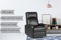 Evre Recliner Faux Leather Arm Chair With Adjustable Leg Rest And Reclining Functions - Black - Free Next-Day Delivery - thumbnail 4
