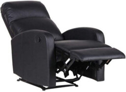 Evre Recliner Faux Leather Arm Chair With Adjustable Leg Rest And Reclining Functions - Black - Free Next-Day Delivery - thumbnail 3