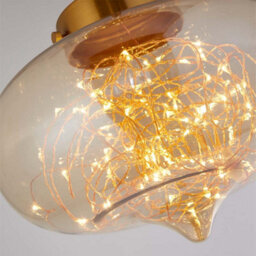 Lighting Collection Hand Blown Amber Swirl Teardrop Glass Pendant With Brass Fitting - thumbnail 3