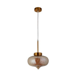 Lighting Collection Hand Blown Amber Swirl Teardrop Glass Pendant With Brass Fitting - thumbnail 2
