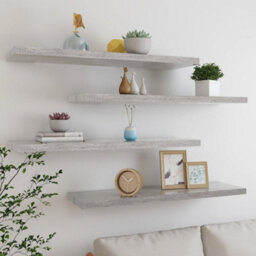 Berkfield Floating Wall Shelves 4 Pcs Concrete Grey 90X23.5X3.8 Cm Mdf - thumbnail 1