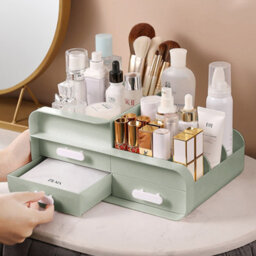 Living And Home Green 3 Drawers Multifunctional Plastic Makeup Storage Desk Organizer For Stationery Marker Pens - thumbnail 2