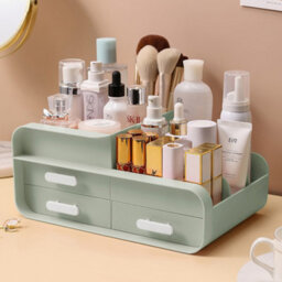 Living And Home Green 3 Drawers Multifunctional Plastic Makeup Storage Desk Organizer For Stationery Marker Pens - thumbnail 1