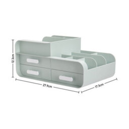 Living And Home Green 3 Drawers Multifunctional Plastic Makeup Storage Desk Organizer For Stationery Marker Pens - thumbnail 6