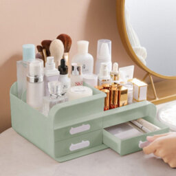 Living And Home Green 3 Drawers Multifunctional Plastic Makeup Storage Desk Organizer For Stationery Marker Pens - thumbnail 3