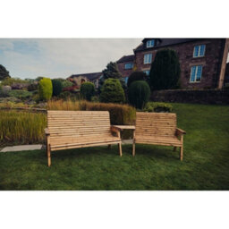 Churnet Valley Garden Furniture Ltd Valley 5 Seat Set 1X2B 1X3B Angled Tray - Timber - L100 X W215 X H95 Cm - Fully Assembled - Set Of Waterproof Cushions Included - thumbnail 2