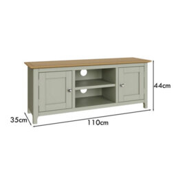 Fwstyle Taberno 2 Door Sage Green & Oak Ready Assembled Tv Unit Media Stand (H) 44 (W) 110 (D) 35Cm - thumbnail 8