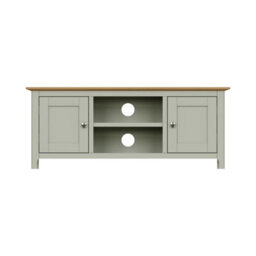 Fwstyle Taberno 2 Door Sage Green & Oak Ready Assembled Tv Unit Media Stand (H) 44 (W) 110 (D) 35Cm - thumbnail 5