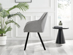 Furniturebox Uk Novara Black Leg Round Glass Dining Table & 4 Light Grey Falun Black Leg Chairs - thumbnail 9