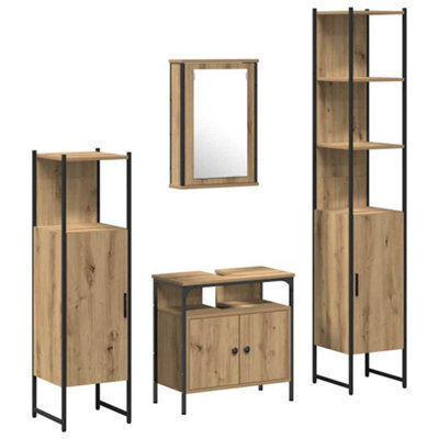 Berkfield Modern 4 Piece Bathroom Furniture Set In Artisan Oak - image 1