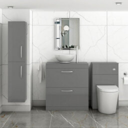 Royal Bathrooms 800mm Floor Standing Vanity Unit 2 Drawer Indigo Grey Gloss & Countertop Basin - Breeze - thumbnail 2