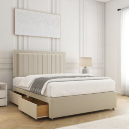 Bsspoke Zarah Divan Bed Set Cream Plush 2 Drawers Same Side & Orthopaedic Mattress & 24Inch Headboard In 3Ft 4Ft 4Ft6 5Ft 6Ft - thumbnail 1
