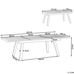 Beliani Extending Garden Dining Table Pereta 175/255 Cm 100 Cm Metal Light Grey - thumbnail 3