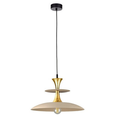 Luminosa Lighting Luminosa Celesta Dome Pendant Ceiling Light Beige, Gold 1X E27 - image 1