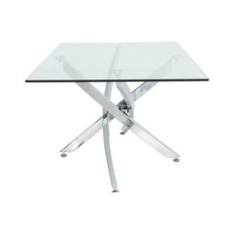 Darphe Modern And Futuristic Coffee  End Table Clear Tempered Glass Top Chrome Legs - thumbnail 5