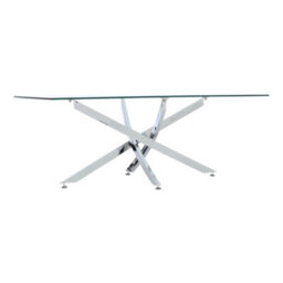 Darphe Modern And Futuristic Coffee  End Table Clear Tempered Glass Top Chrome Legs - thumbnail 6