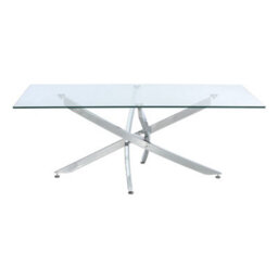 Darphe Modern And Futuristic Coffee  End Table Clear Tempered Glass Top Chrome Legs - thumbnail 4