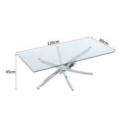 Darphe Modern And Futuristic Coffee  End Table Clear Tempered Glass Top Chrome Legs - thumbnail 7