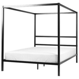 Beliani Four Poster Bed Metal Lestards 160 X 200 Cm (Eu King Size) Black - thumbnail 1
