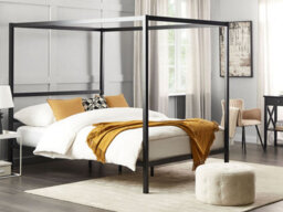 Beliani Four Poster Bed Metal Lestards 160 X 200 Cm (Eu King Size) Black - thumbnail 2