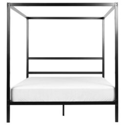 Beliani Four Poster Bed Metal Lestards 160 X 200 Cm (Eu King Size) Black - thumbnail 4