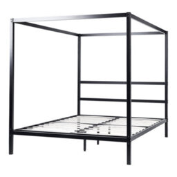 Beliani Four Poster Bed Metal Lestards 160 X 200 Cm (Eu King Size) Black - thumbnail 6