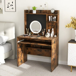 Costway Computer Desk W/ Magnetic Bulletin Board & Hutch & Keyboard Tray 89 X 50 Cm Brown - thumbnail 5