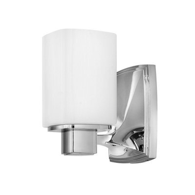 Stylish Ip44 Square Wall Light With Etched Opal Glass And Polished Chrome Finish