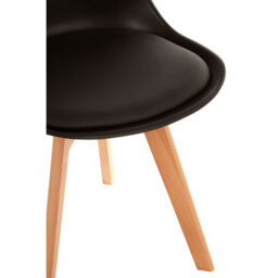 Orsina Black Chair With Cushion And Beech Wood Legs, Comfortable Seating Faux Leather Chair, Space-Saver Bar Chair - thumbnail 6